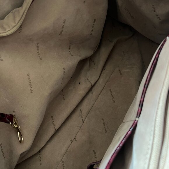 Brahmin Travel Bag | Croc Embossed Leather | Wine Burgundy - Picture 4 of 4